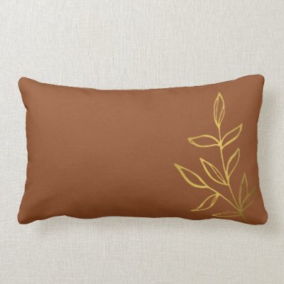 Elegant Gold Leaves Terracotta Fall Autumn Lumbar Pillow