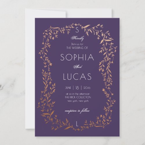 Elegant Gold Leaves Wedding Invitation