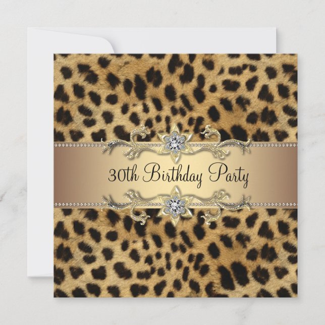 Elegant Gold Leopard 30th Birthday Party Invitation (Front)