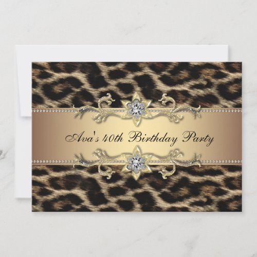 Elegant Gold Leopard 40th Birthday Party Personalized Announcement