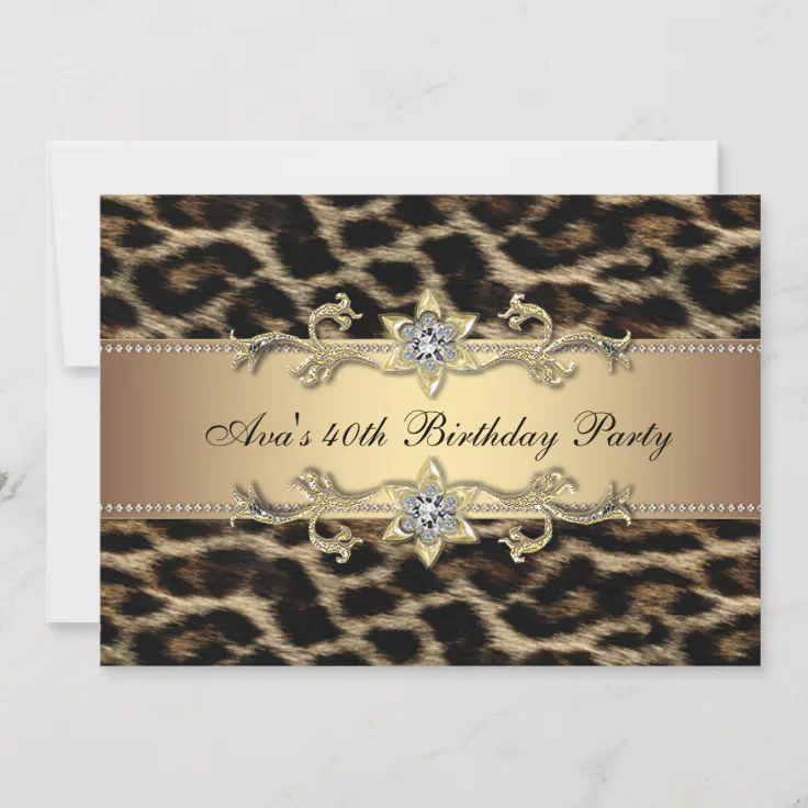 Elegant Gold Leopard 40th Birthday Party Invitation | Zazzle