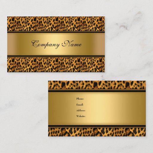 Customizable Elegant Gold Leopard Animal Print Business Card Template