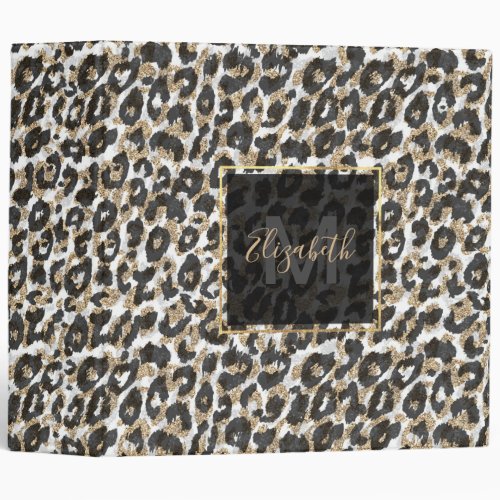 Elegant gold leopard animal print pattern 3 ring binder