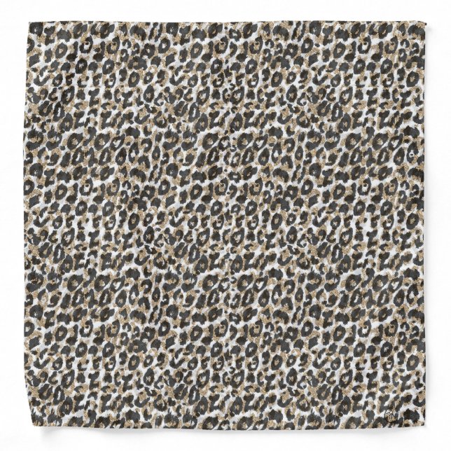 Elegant gold leopard animal print pattern bandana (Front)