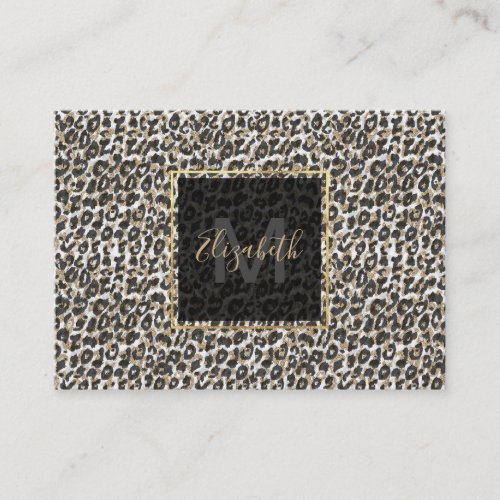 Elegant gold leopard animal print pattern business card