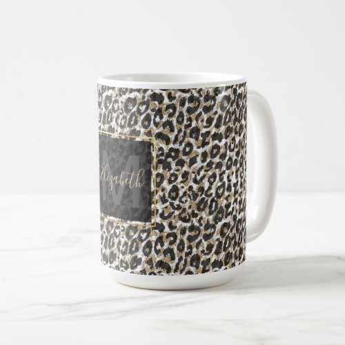 Elegant gold leopard animal print pattern coffee mug