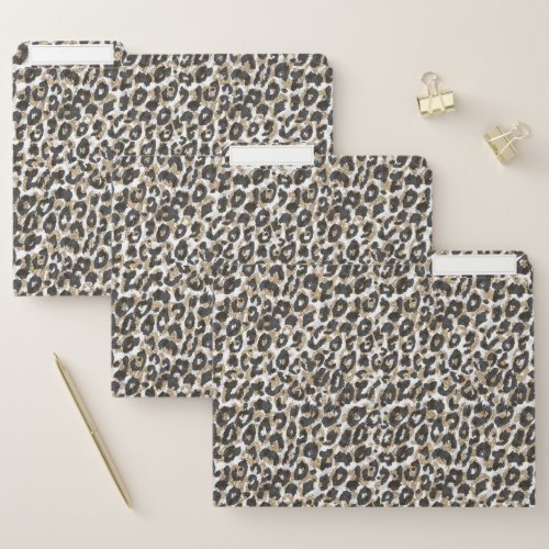 Elegant gold leopard animal print pattern file folder