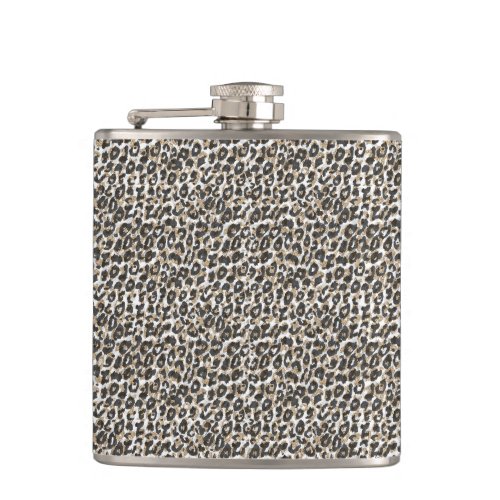 Elegant gold leopard animal print pattern flask