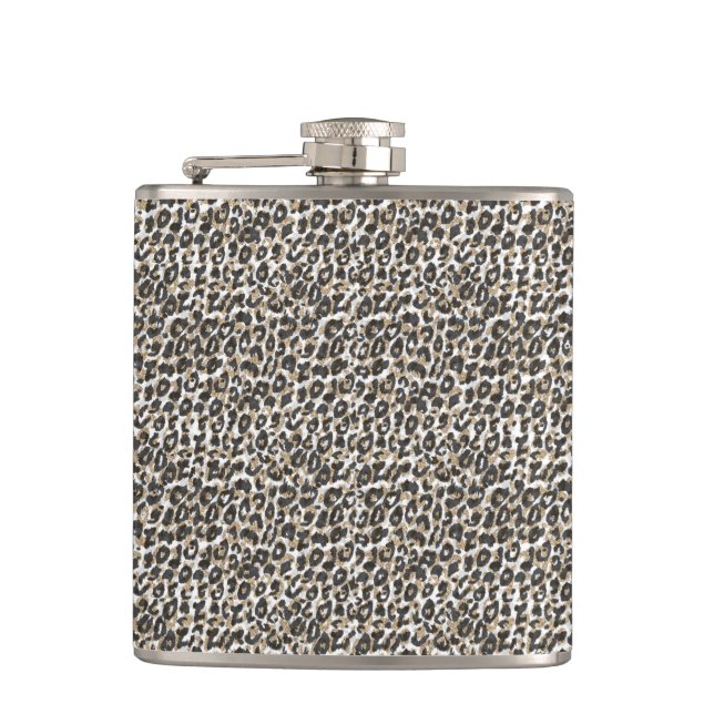 Elegant gold leopard animal print pattern flask (Front)