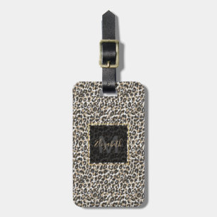 Elegant gold leopard animal print pattern luggage tag