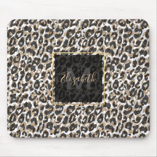 Elegant gold leopard animal print pattern mouse pad