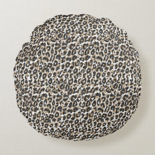 Elegant gold leopard animal print pattern round pillow
