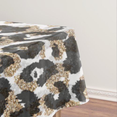 Elegant gold leopard animal print pattern tablecloth