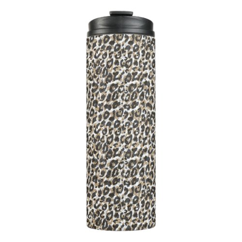 Elegant gold leopard animal print pattern thermal tumbler
