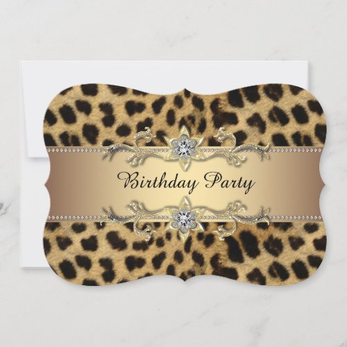 Elegant Gold Leopard Birthday Party Invitation