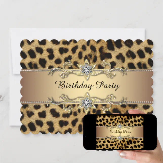 Elegant Gold Leopard Birthday Party Invitation | Zazzle