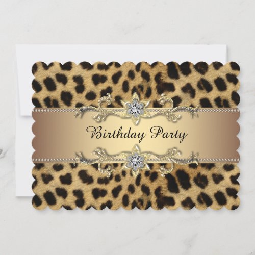 Elegant Gold Leopard Birthday Party Invitation