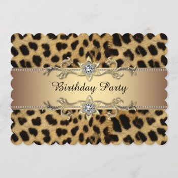 Elegant Gold Leopard Birthday Party Invitation by decembermorning at Zazzle