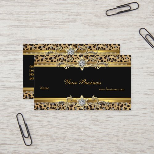 Elegant Gold Leopard Black Elegant Business Cards