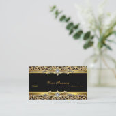 Elegant Gold Leopard Black Elegant Business Card (Standing Front)