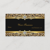 Elegant Gold Leopard Black Elegant Business Card (Front)