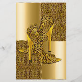 Elegant Gold Leopard High Heel Shoes Animal (Front)