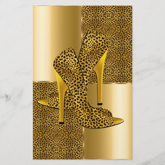Elegant Gold Leopard High Heel Shoes Animal (Front)