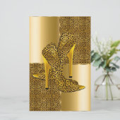 Elegant Gold Leopard High Heel Shoes Animal (Standing Front)