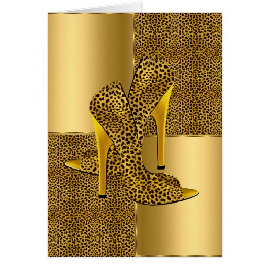 Elegant Gold Leopard High Heel Shoes Animal (Front)