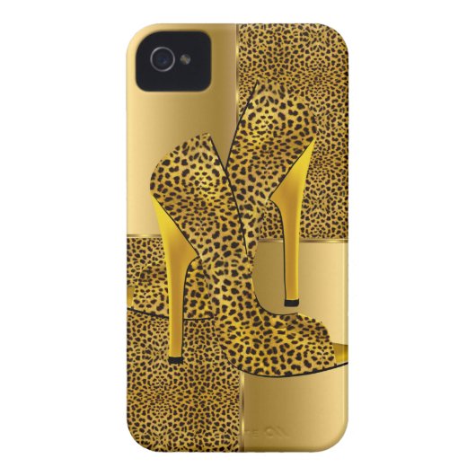 Elegant Gold Leopard High Heel Shoes Animal Case-Mate iPhone Case (Back)