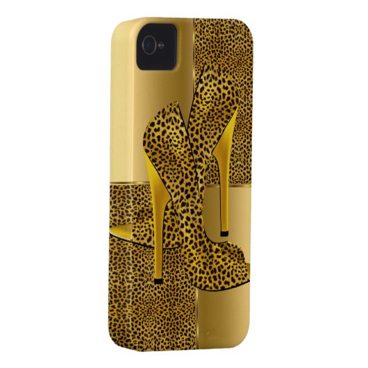 Elegant Gold Leopard High Heel Shoes Animal Case-Mate iPhone Case (Back/Right)
