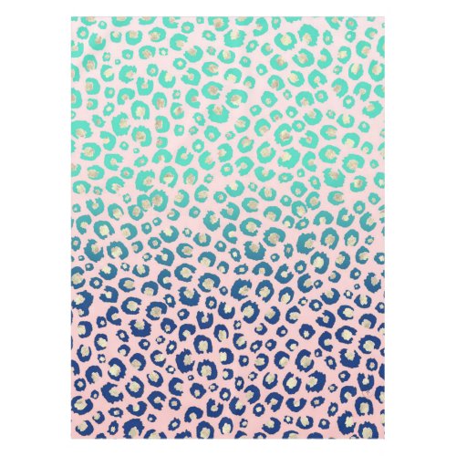 Elegant Gold leopard print Blue Mint Gradient Pink Tablecloth