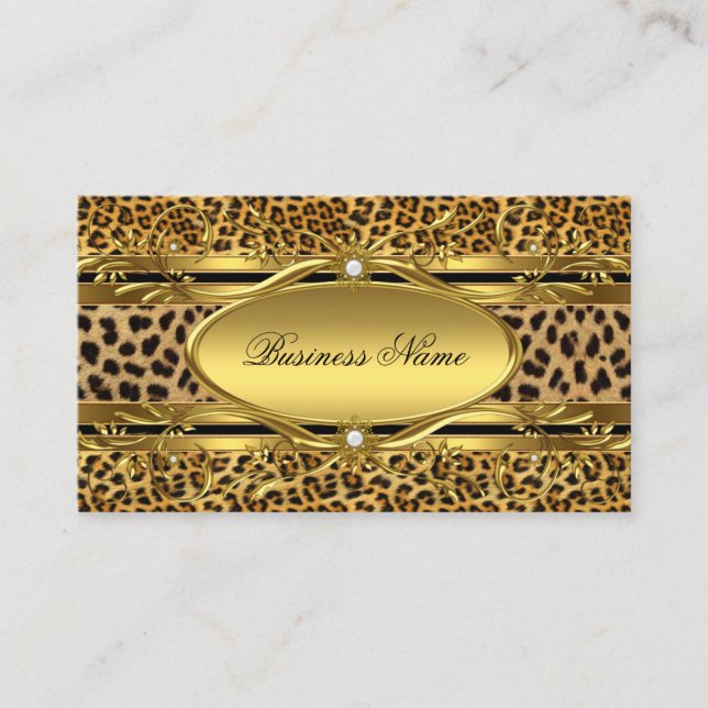 Elegant Gold Leopard print Business Card (Front)