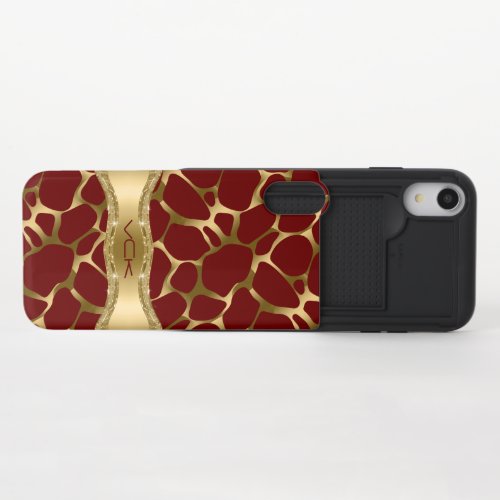 Elegant Gold Leopard Print On Dark Red iPhone XR Slider Case