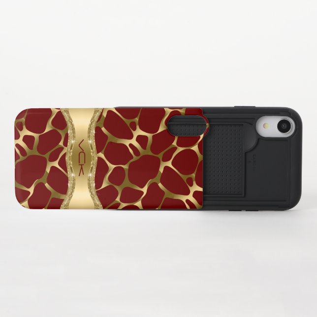 Elegant Gold Leopard Print On Dark Red Uncommon iPhone Case (Open)