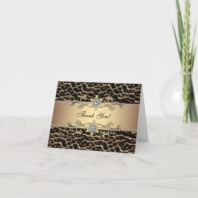 Elegant Gold Leopard Thank You Cards (Front)