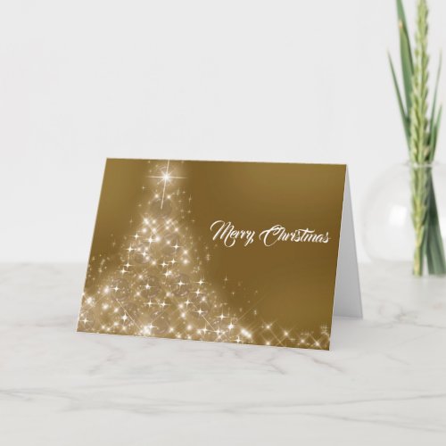 Elegant Gold Light Tree Christmas Holiday Card