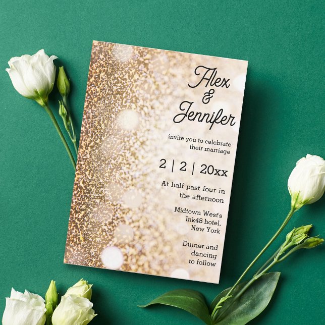 elegant gold lights chic calligraphy wedding  invitation (Creator Uploaded)