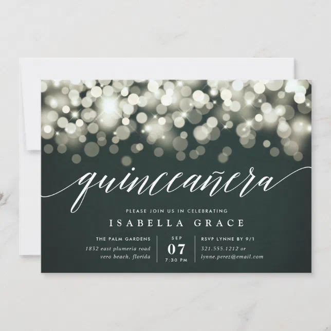 Elegant Gold Lights Quinceanera Invitation Zazzle 8692