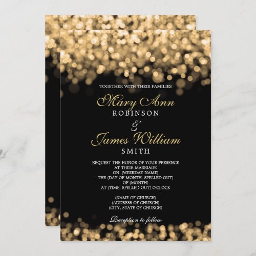 Elegant Gold Lights Wedding Invitation