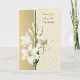 Elegant Gold Lily Christian Condolence Thank You