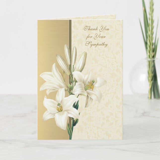 Elegant Gold Lily  Christian Condolence Thank You (Front)