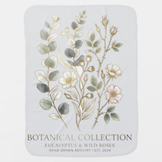 Elegant Gold Line Art Botanical Collection Baby Blanket
