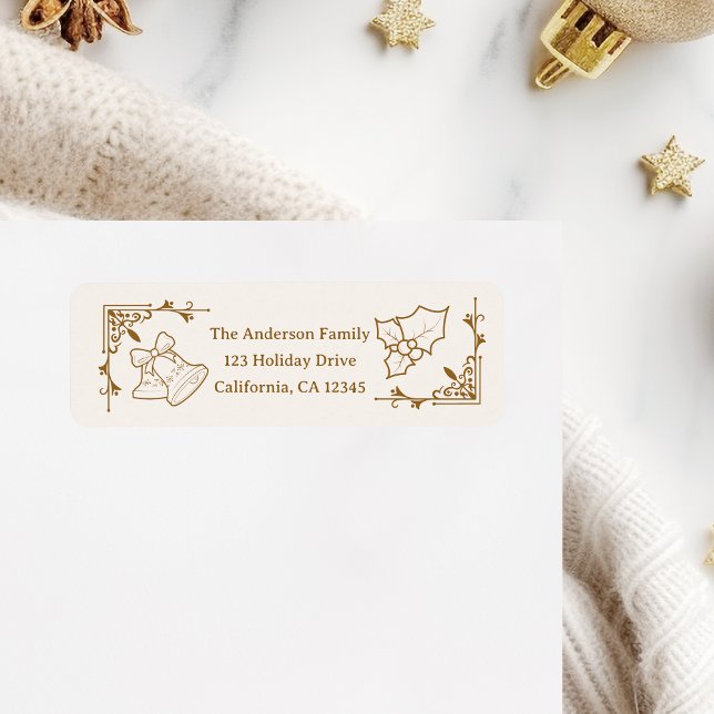 Elegant Gold Line Art Christmas Label (Creator Uploaded)