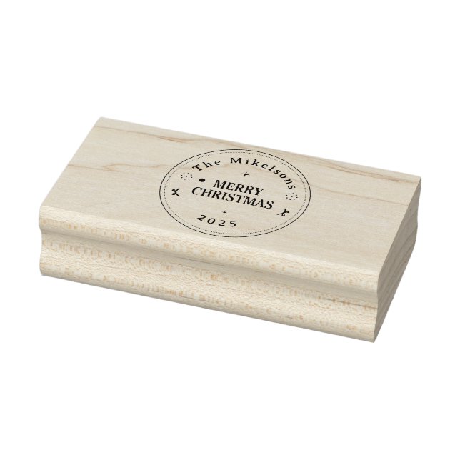 Elegant Gold Line Art Christmas Rubber Stamp (Stamp)