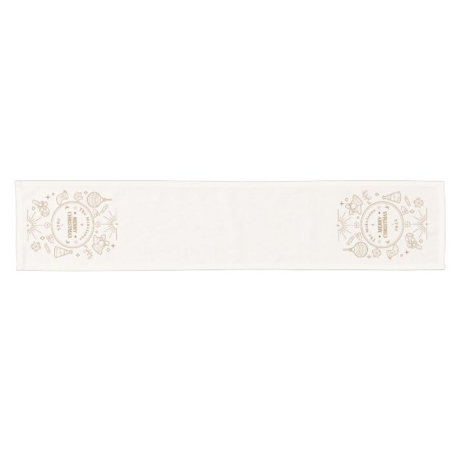 Elegant Gold Line Art Christmas Short Table Runner (Horizontal)