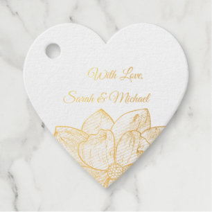 Elegant Gold Line Art Floral Wedding Foil Favor Tags