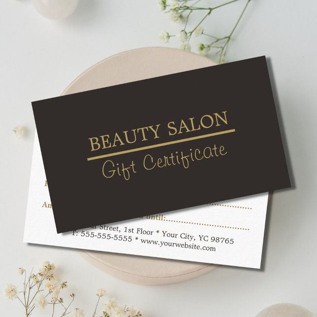 Elegant Gold Line Grey Beauty Gift Certificate (Creator Uploaded)