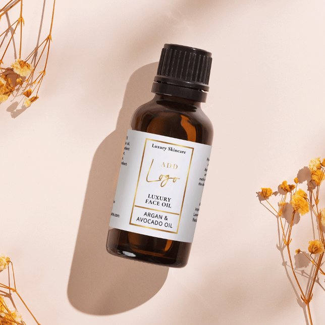 Elegant Gold Logo 1 OZ Oil Dropper Bottle Label (Chic gold logo small cosmetic bottle wrapper label - can be used for 1 OZ bottles *verify size*)