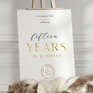 Elegant Gold Logo Business Anniversary Event Sign